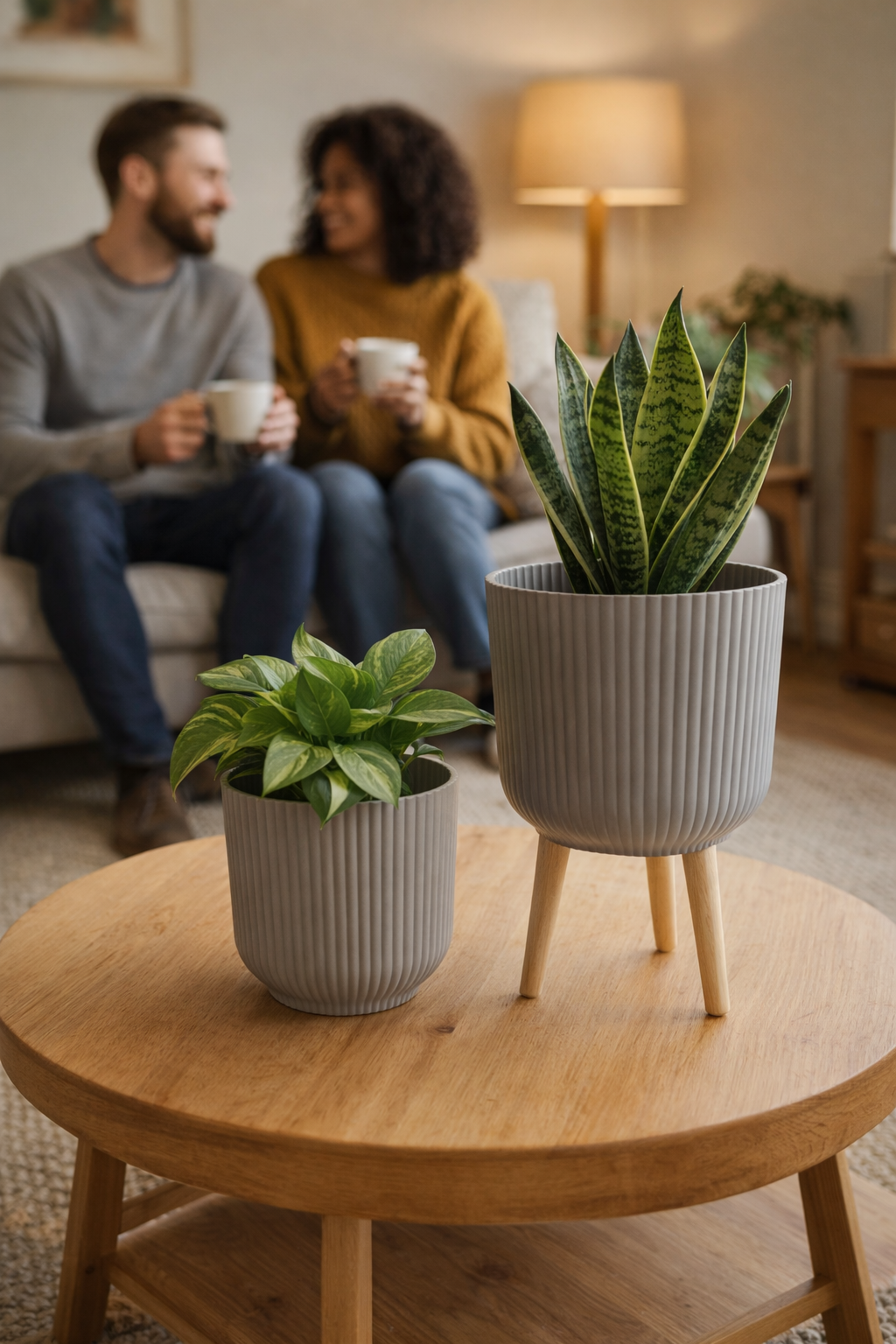 Helenia Ribbed Planter Set Grey