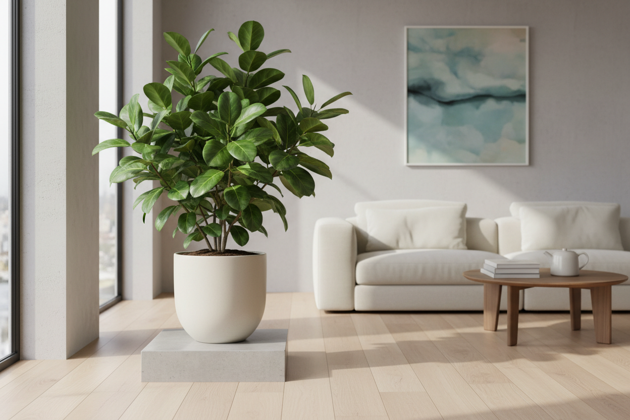 fresh plant in nice elegant plant pot indoor, 
